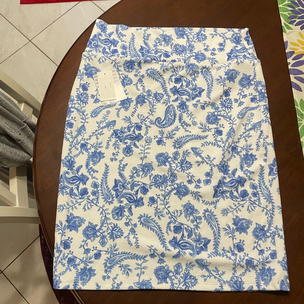 White and Blue Paisley Skirt